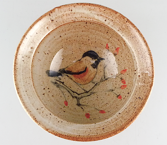 Bowl with Chickadee Design by Frank Gosar